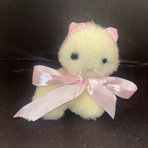 Eden Cat Cream Gingham Pink Ears Rattle Small 5" Left Wisker Frayed Vintage READ